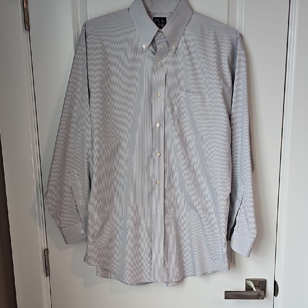 Jos. A. Bank Gray Striped Dress Shirt